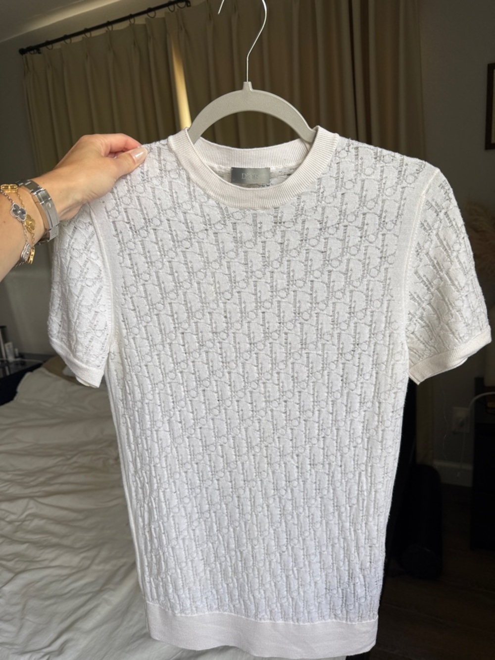 Dior White Monogram Knit Tee